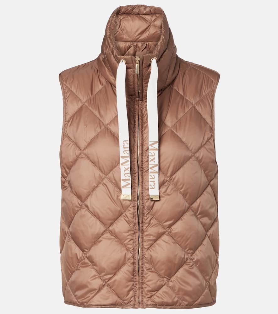 Max Mara Tregic Quilted Zip-up Vest In Brown