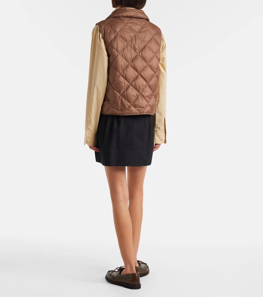 Max Mara Tregic Quilted Zip-up Vest In Brown