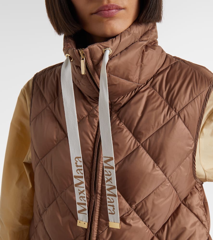 Max Mara Tregic Quilted Zip-up Vest In Brown