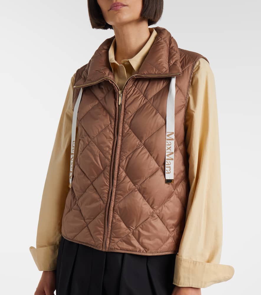 Max Mara Tregic Quilted Zip-up Vest In Brown