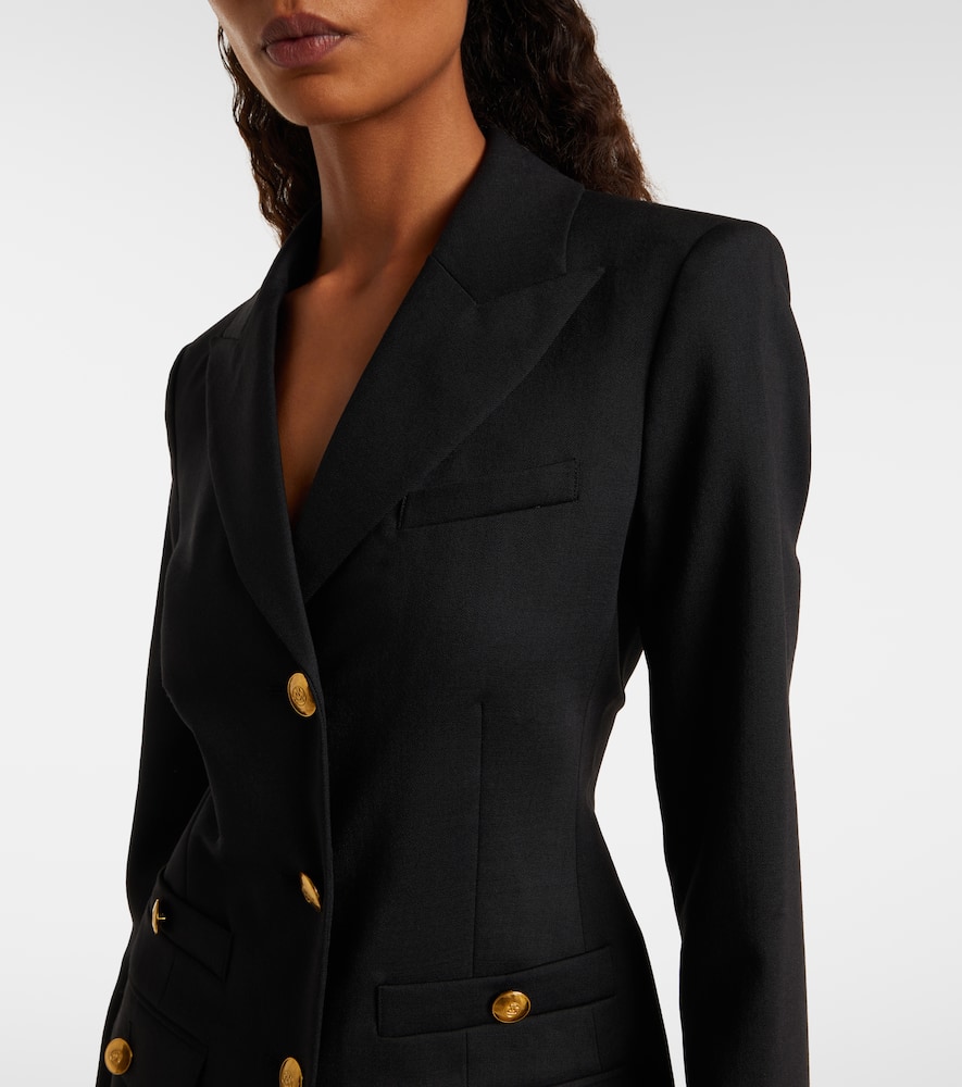 Veronica Beard Walsh Long Sleeve Stretch Wool Blazer Dress In Blue