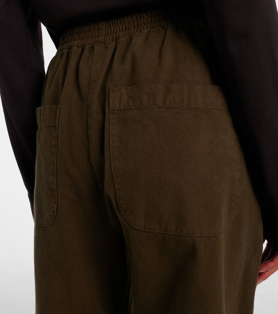 Leset Chloe High-rise Cotton Canvas Barrel-leg Pants In Brown