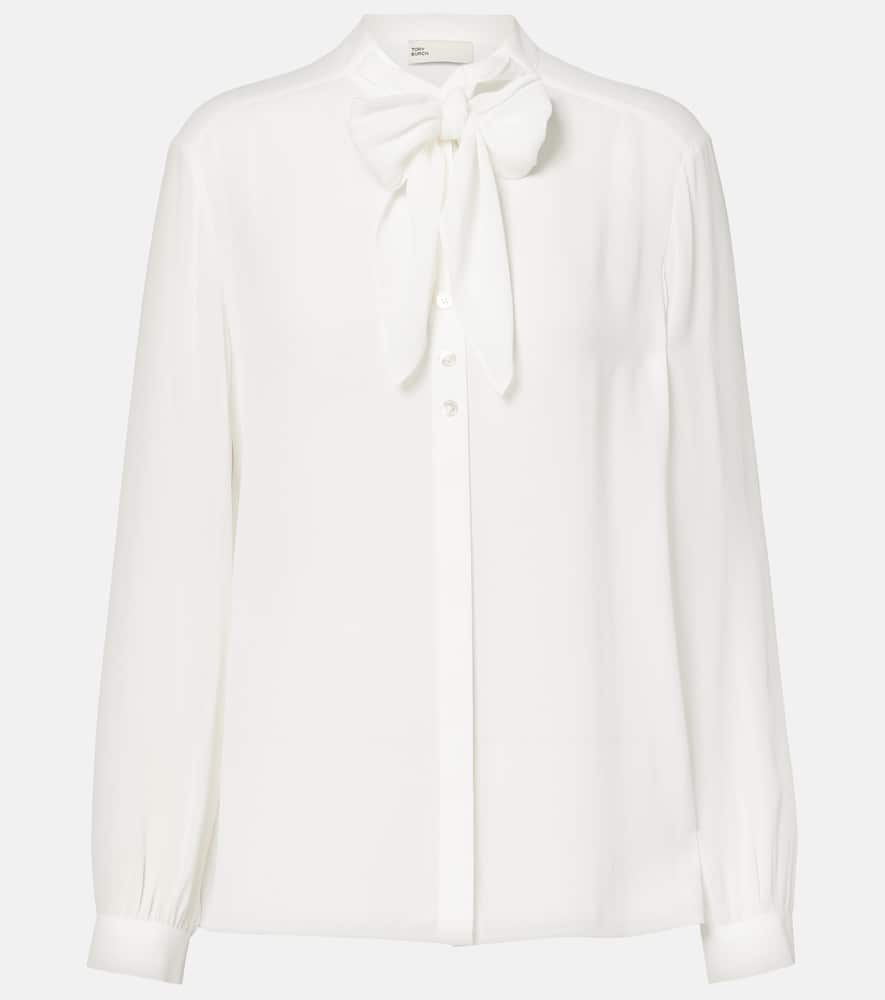 Tory Burch Tie-neck Georgette Blouse In White