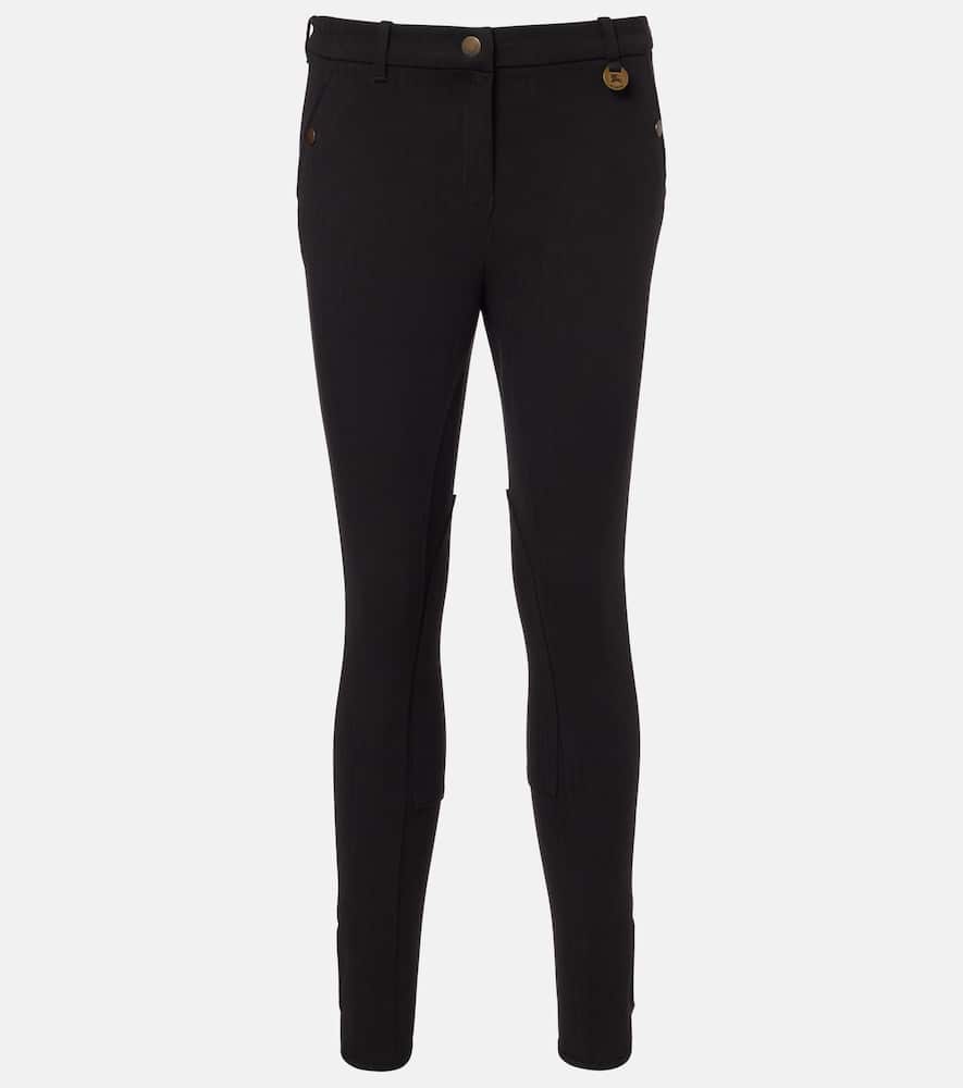 Burberry Cotton-blend Skinny Pants In Black