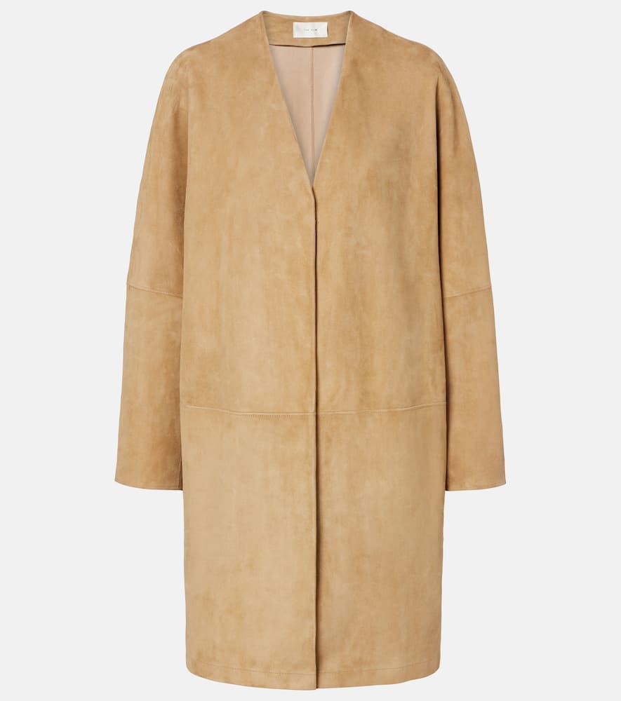 The Row Alarico Suede Coat In Brown