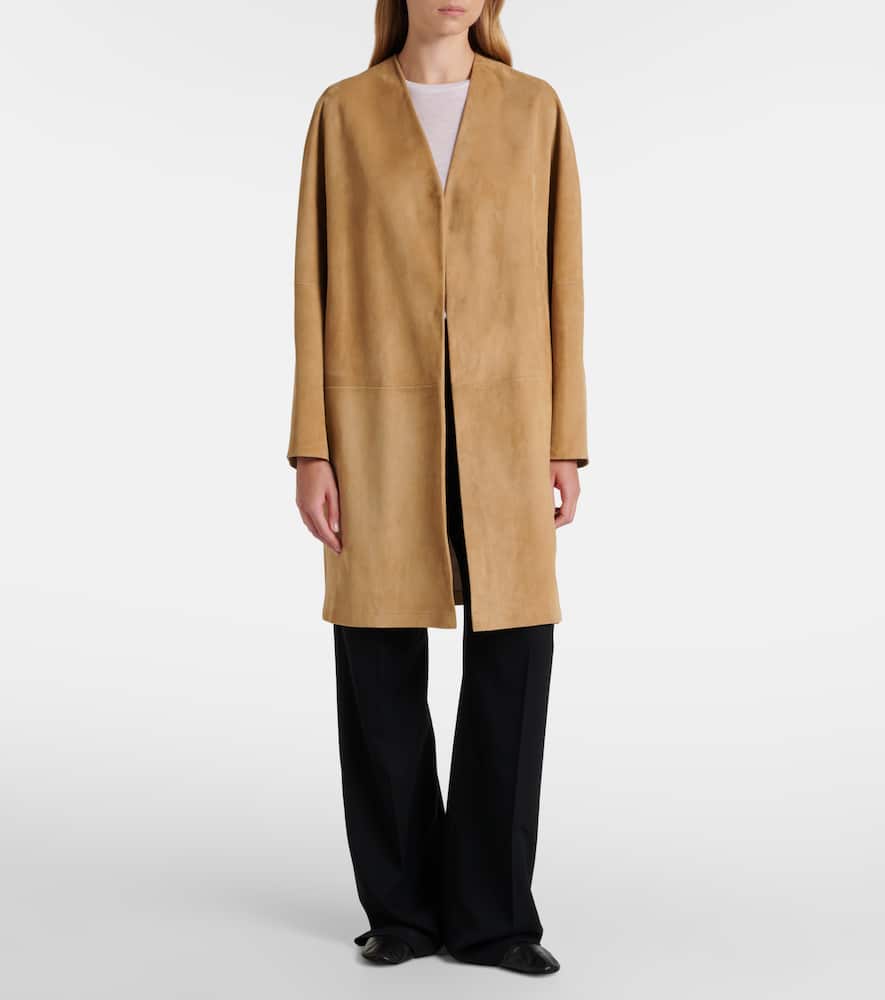 The Row Alarico Suede Coat In Brown