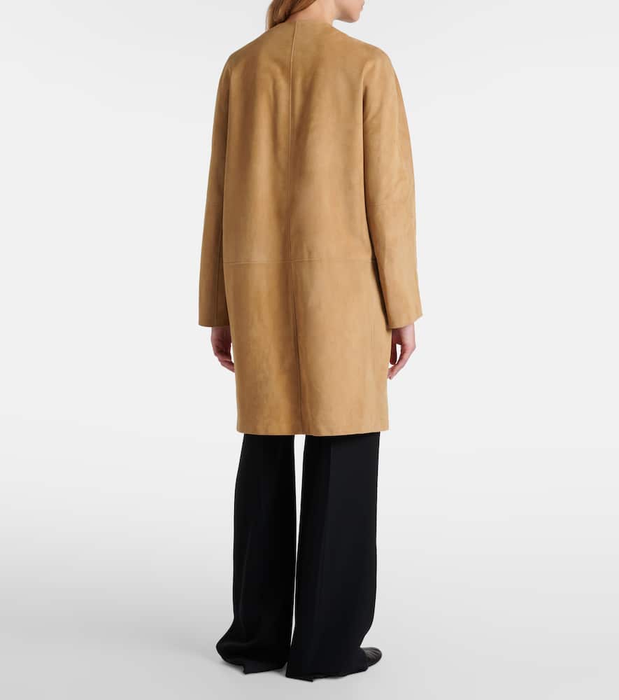 The Row Alarico Suede Coat In Brown