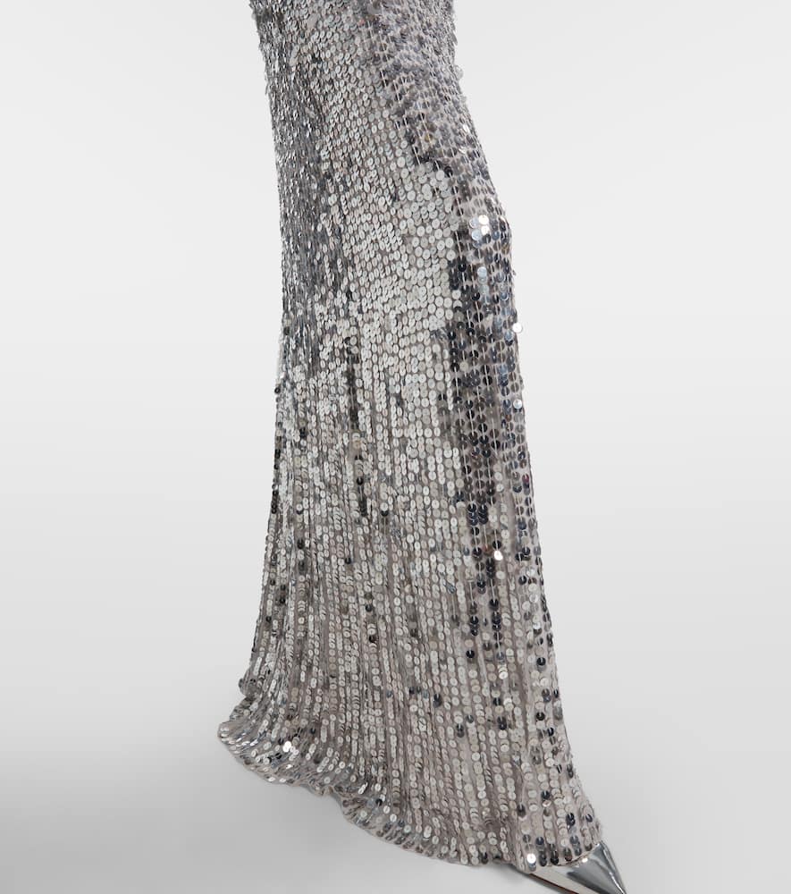 Jenny Packham Eugenie Sequined Gown In Gray