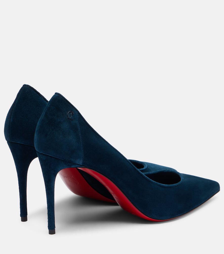 Christian Louboutin Kate Suede Red Sole Classic Pumps In Blue