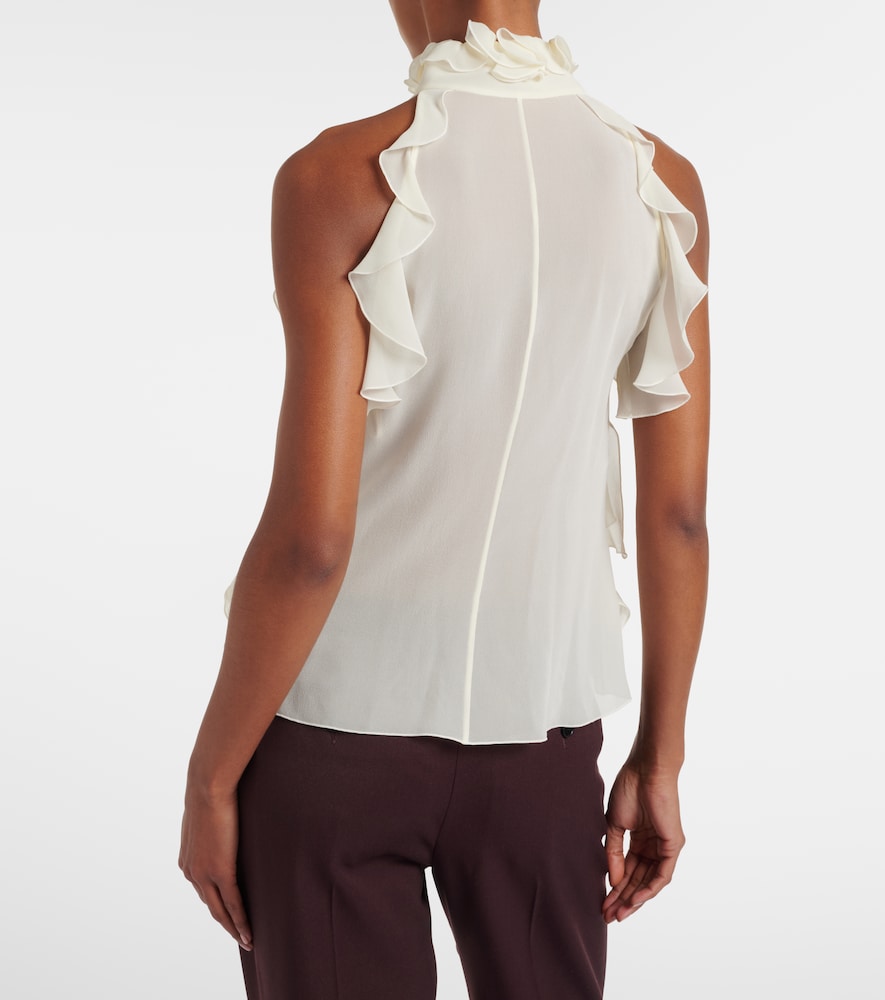  Mcqueen Mcqueen Top In Georgette Di Seta Con Volant 