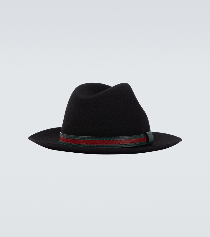  Gucci Gucci Web Stripe Wool Panama Hat 