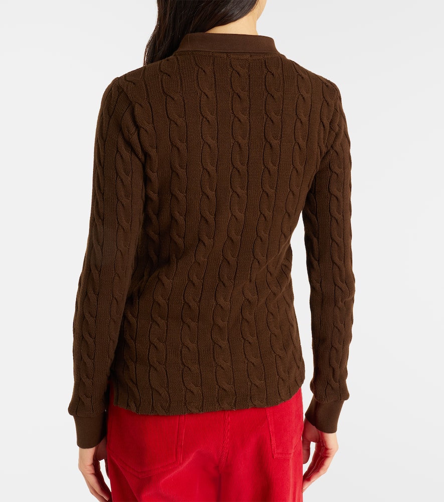 Polo Ralph Lauren Cable-knit Cotton Polo Sweater In Brown