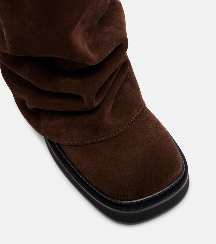 Attico Robin Suede Knee-high Boots In Burgundy