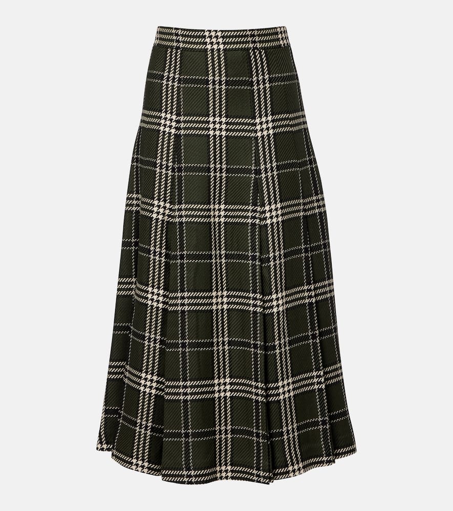 Emilia Wickstead Kensie Checked Wool-blend Midi Skirt In Green