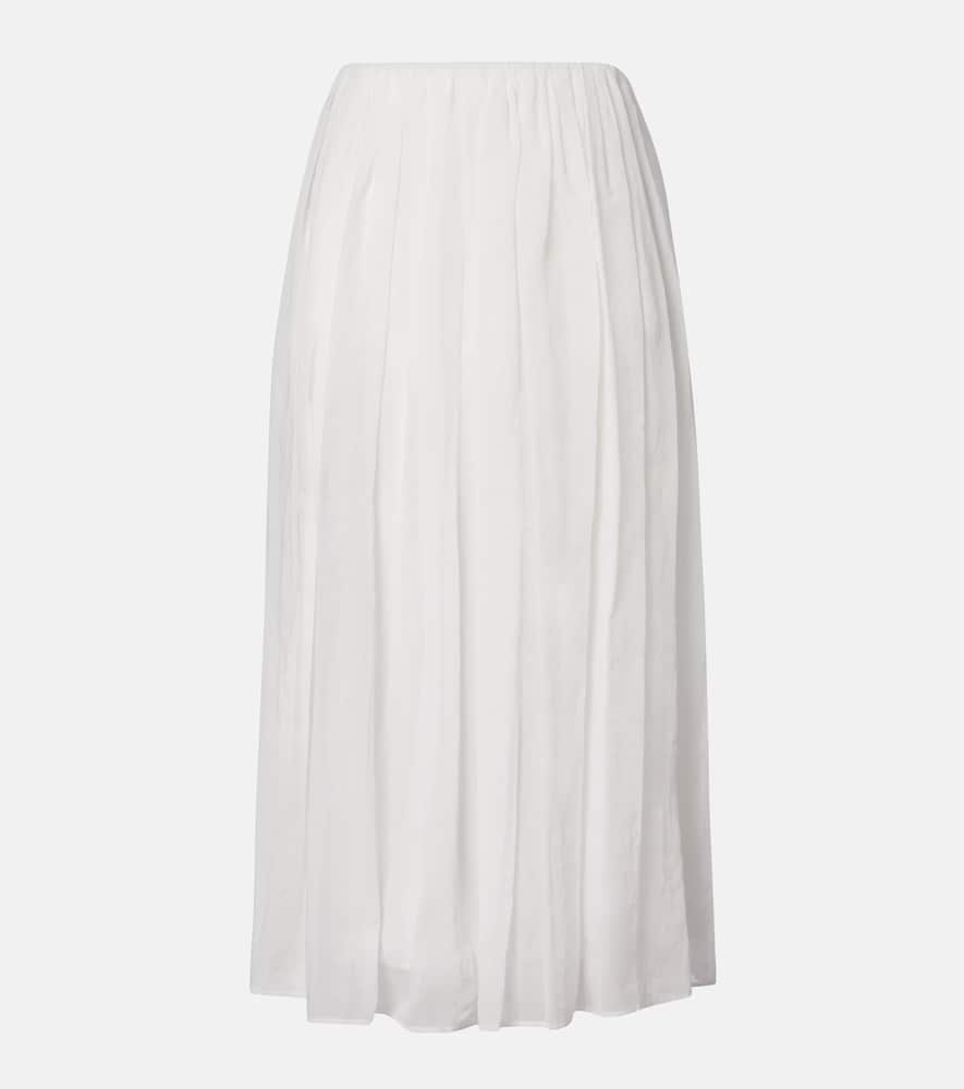 Brunello Cucinelli Cotton And Tulle Midi Skirt In White