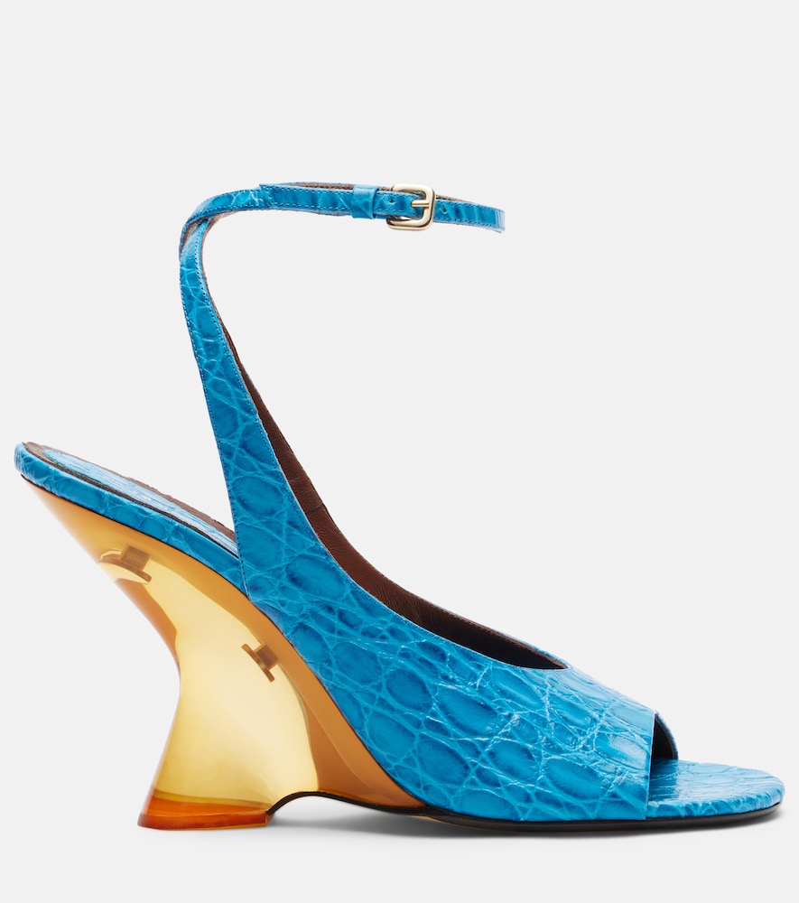  Dries Van Noten Dries Van Noten Croc-effect Leather Wedge Sandals 