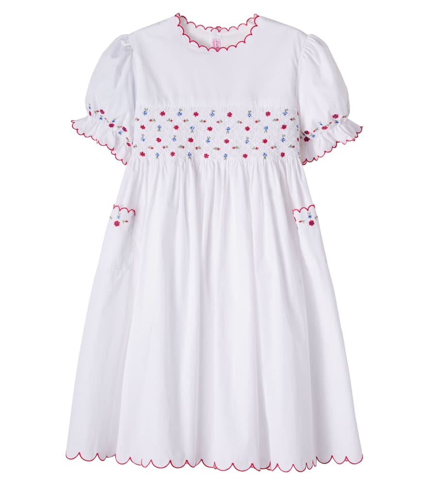 La Coqueta Kids' Delilah Smocked Cotton Dress In White