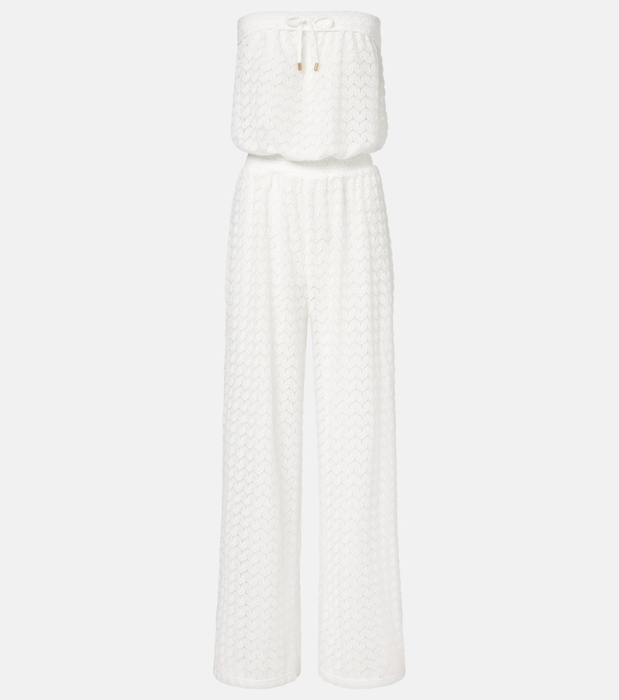 Melissa Odabash Viv sheer pointelle cotton-blend jumpsuit