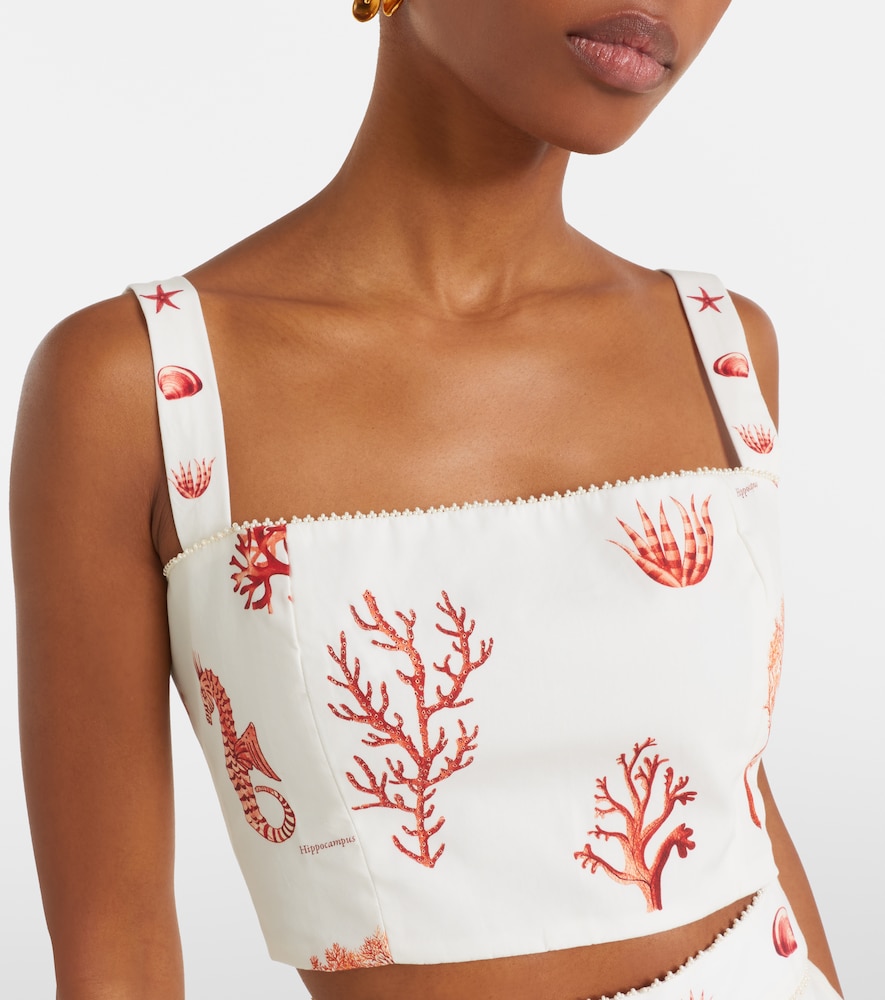 Cacao Printed Cotton Crop Top