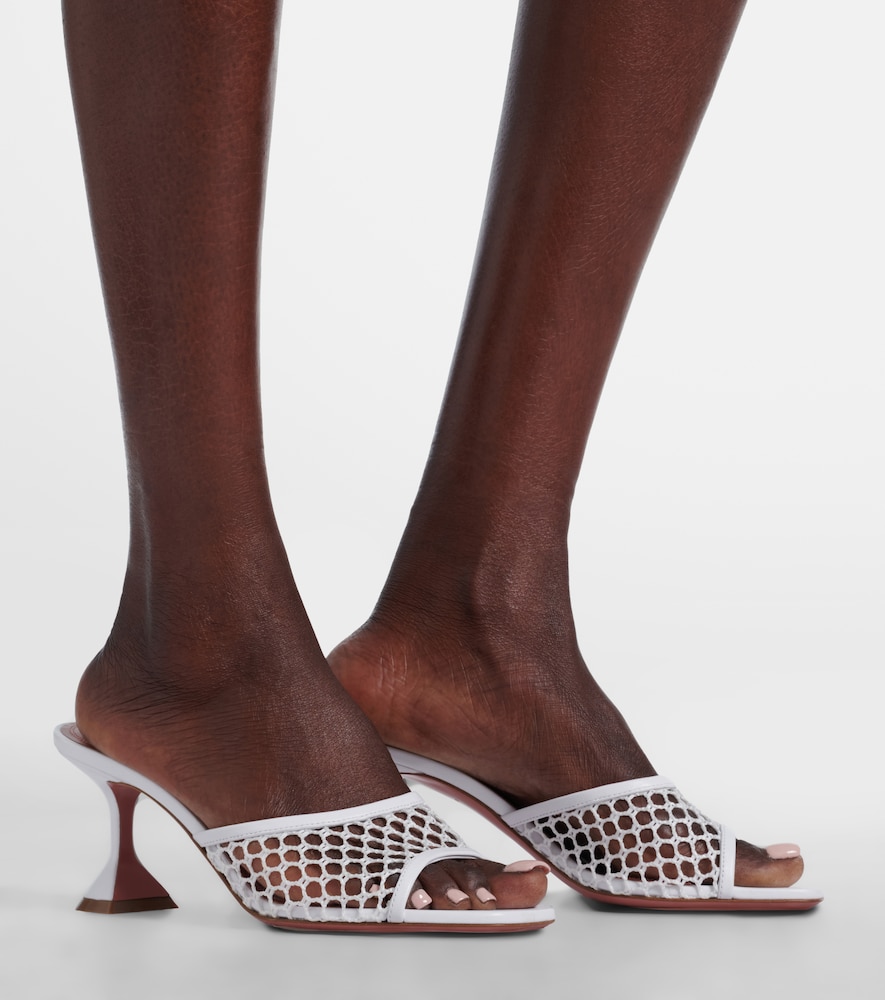 Amina Muaddi Lupita leather-trimmed mesh mules