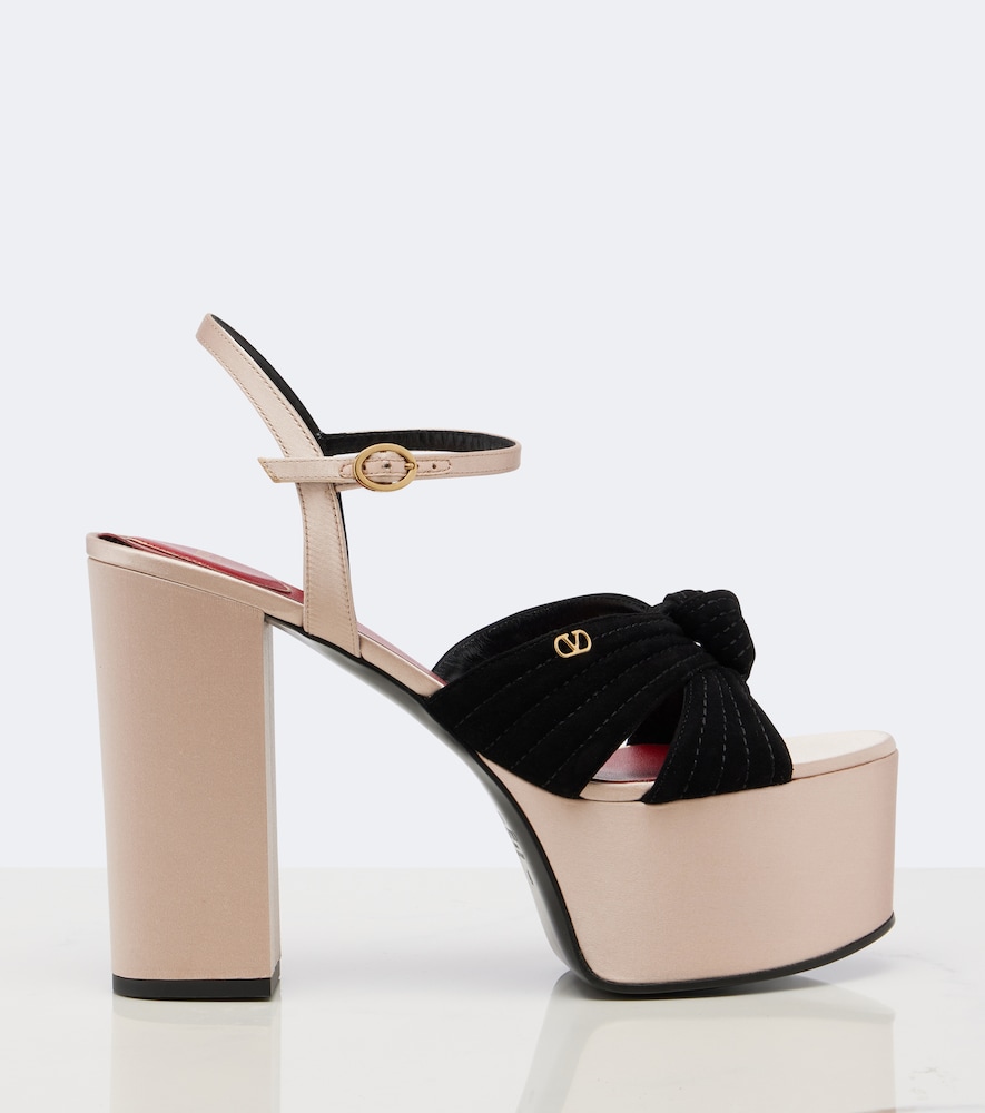 Garavani Crasher Satin-Trimmed Suede Platform Sandals
