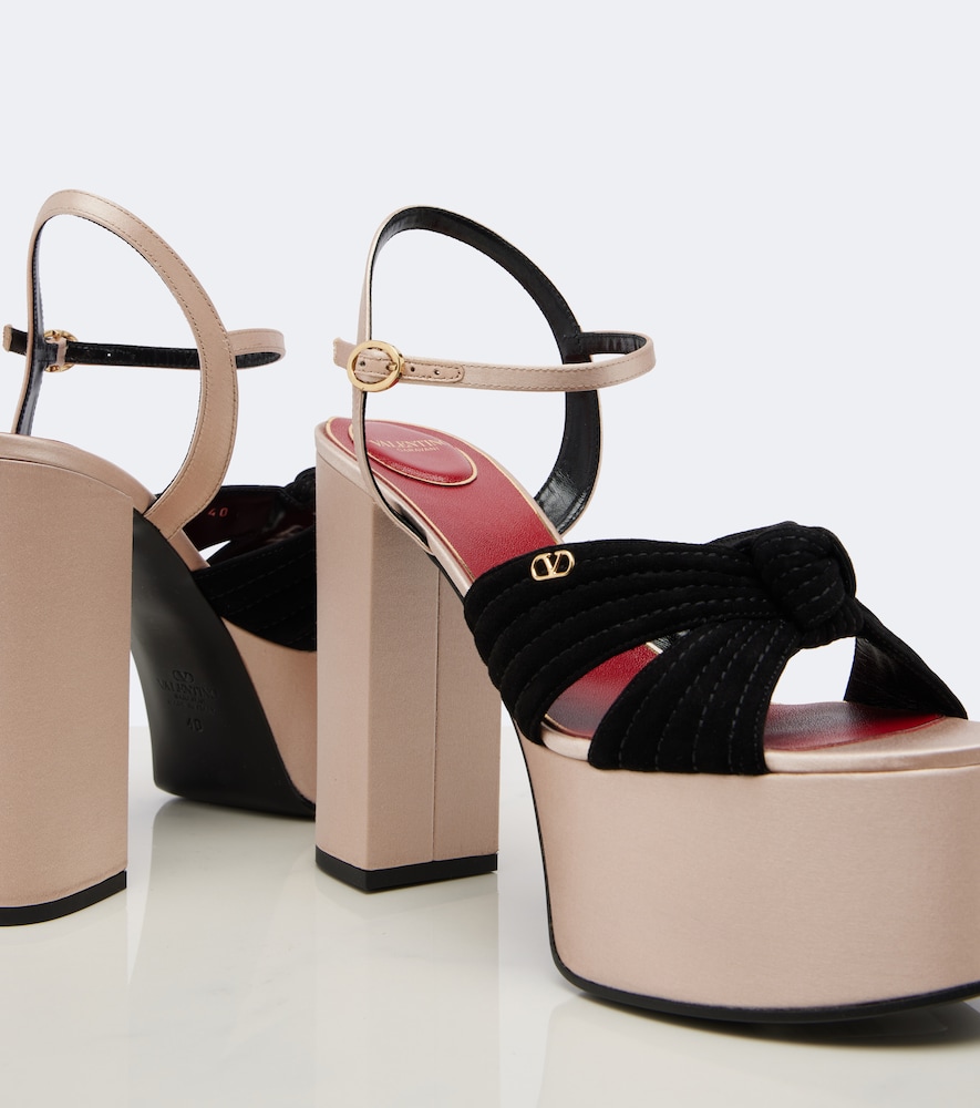Garavani Crasher Satin-Trimmed Suede Platform Sandals