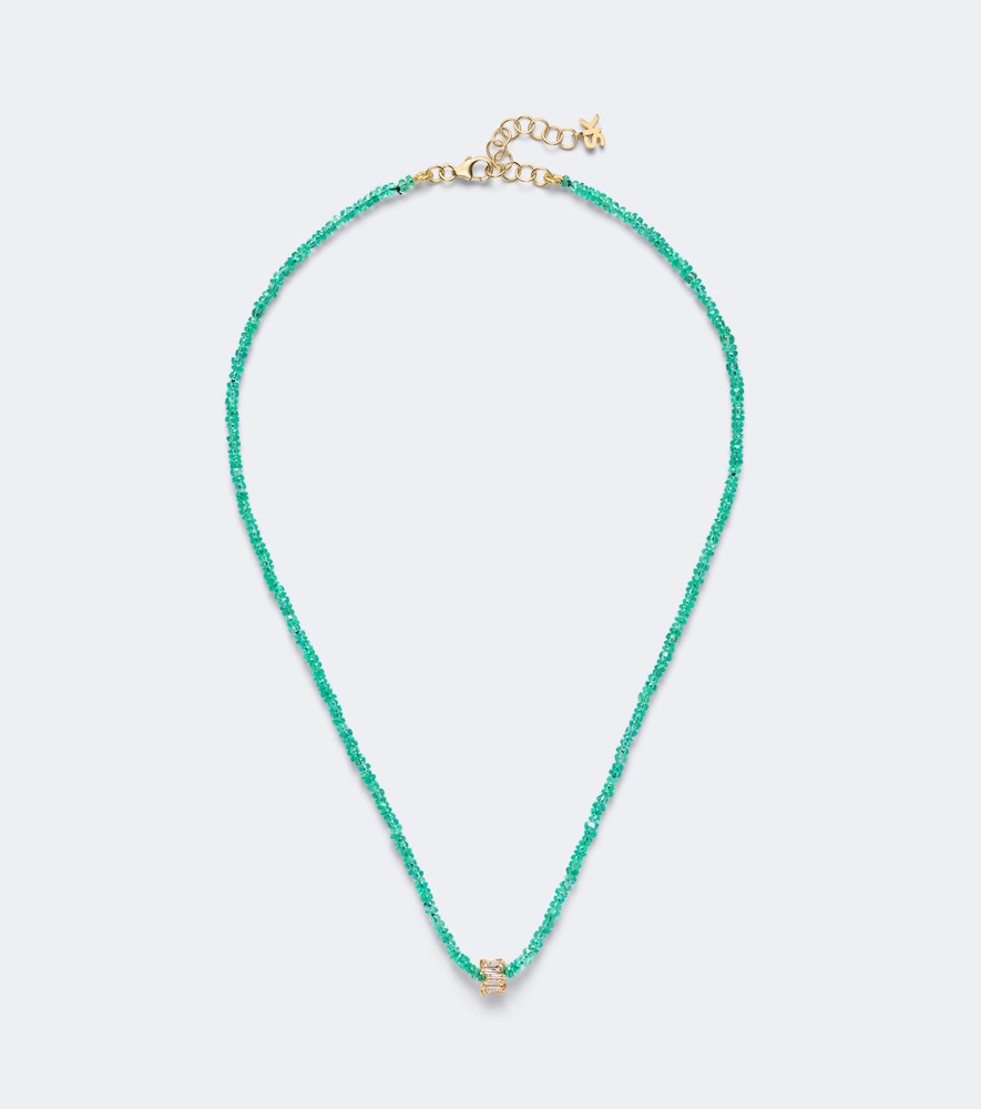 Suzanne Kalan Infinite 18kt Gold Beaded Necklace With Emeralds And Diamonds