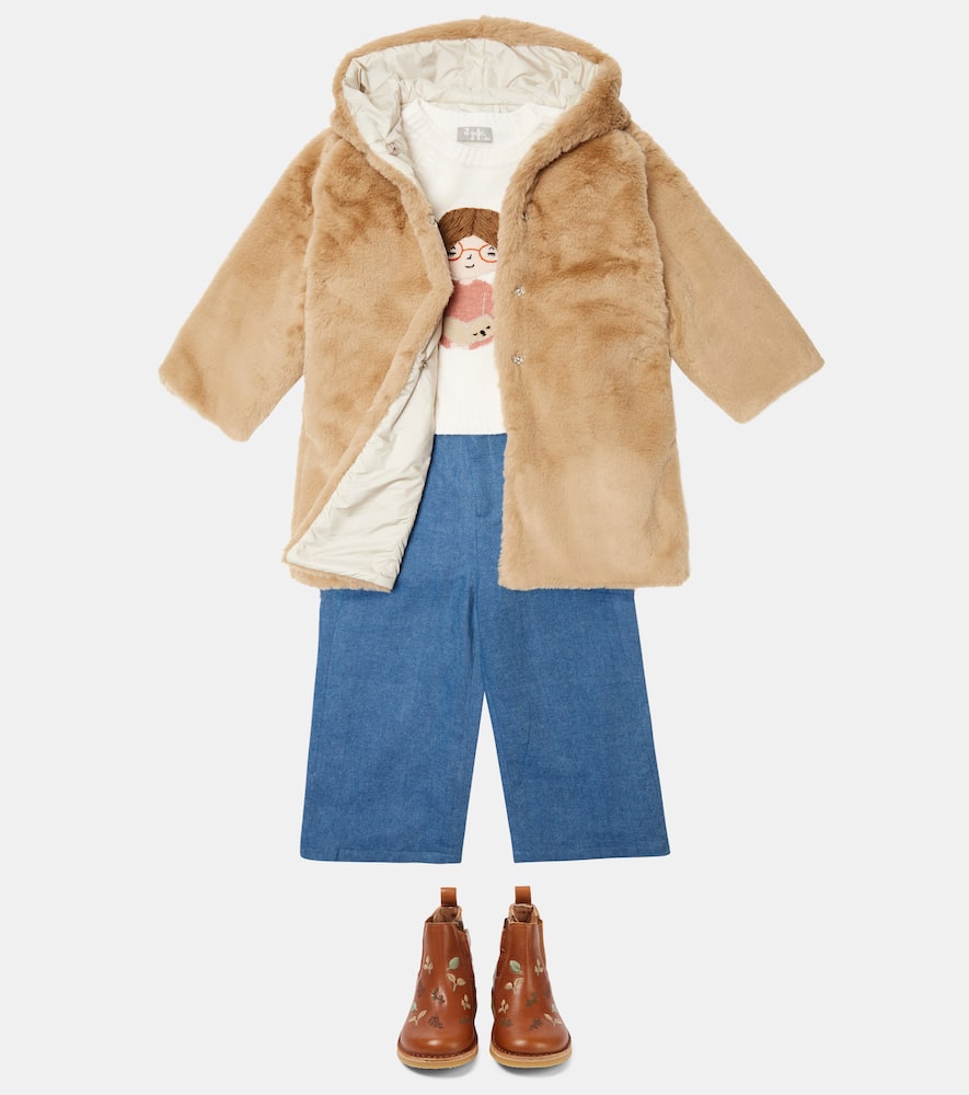 Il Gufo Faux Fur Coat In Camel
