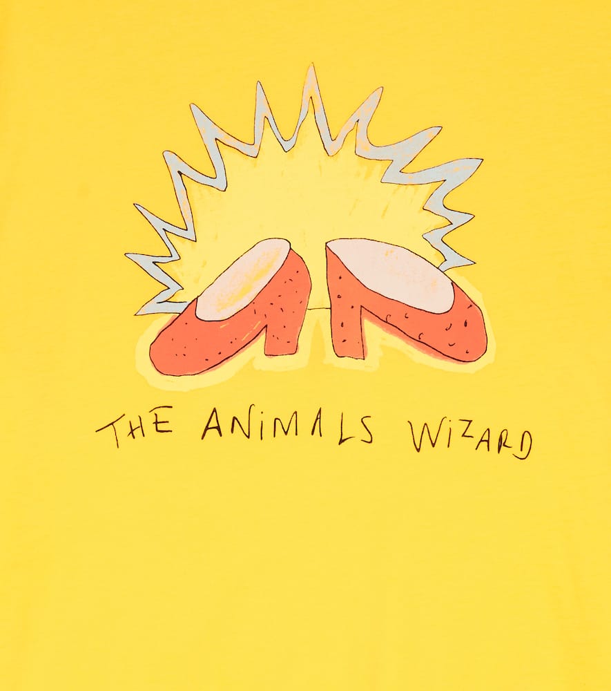 The Animals Observatory Print Cotton Jersey T-shirt In Yellow Shoes