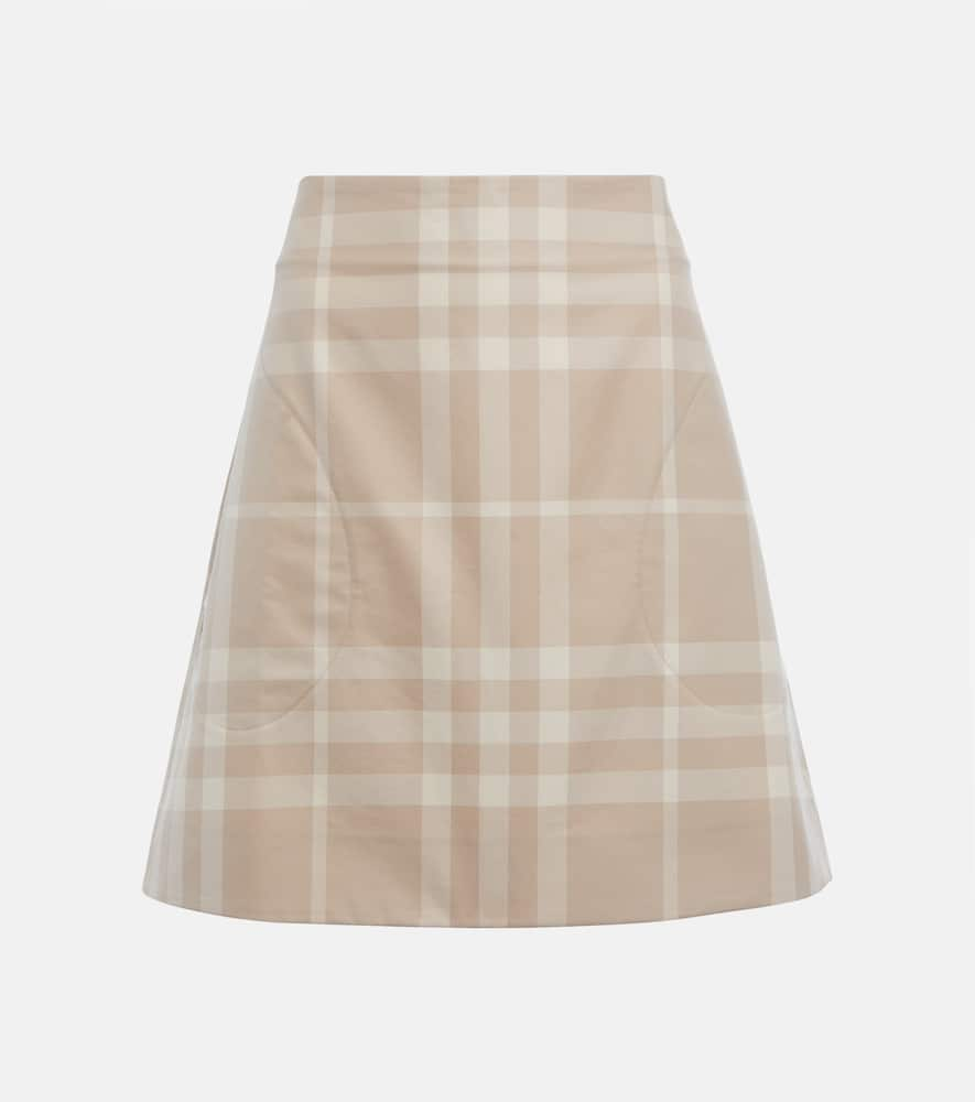 Shop Burberry Teodora Checked Cotton Miniskirt In Soft Fawn Ip Chck