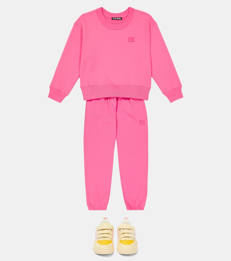 Acne Studios Mini Fairah Face Cotton Sweatshirt In Bright Pink