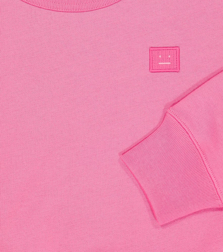 Acne Studios Mini Fairah Face Cotton Sweatshirt In Bright Pink