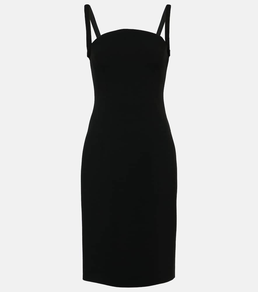 Versace Satin Pencil Midi Dress In Black