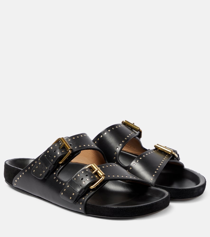 Isabel Marant Lennyo Leather Slides In Black