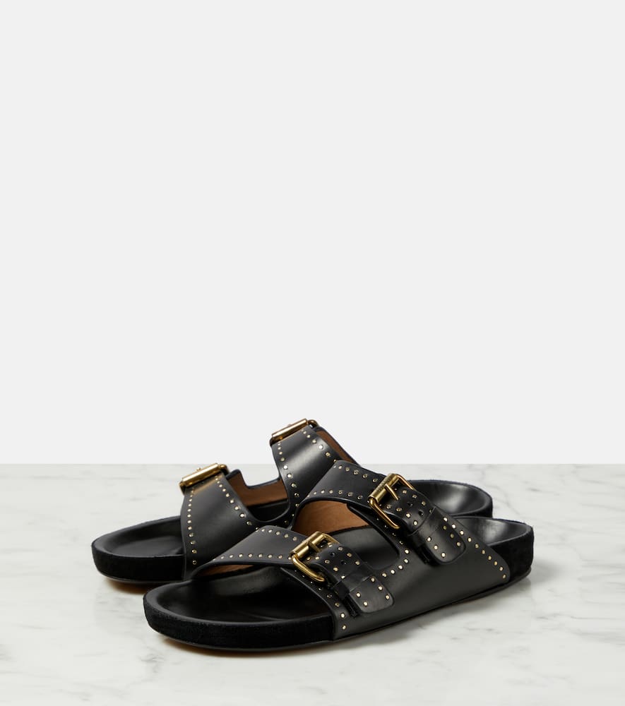 Shop Isabel Marant Lennyo Leather Slides In Black