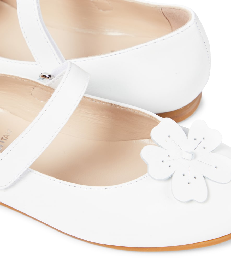 IL GUFO FLORAL-APPLIQUÉ LEATHER MARY JANE FLATS