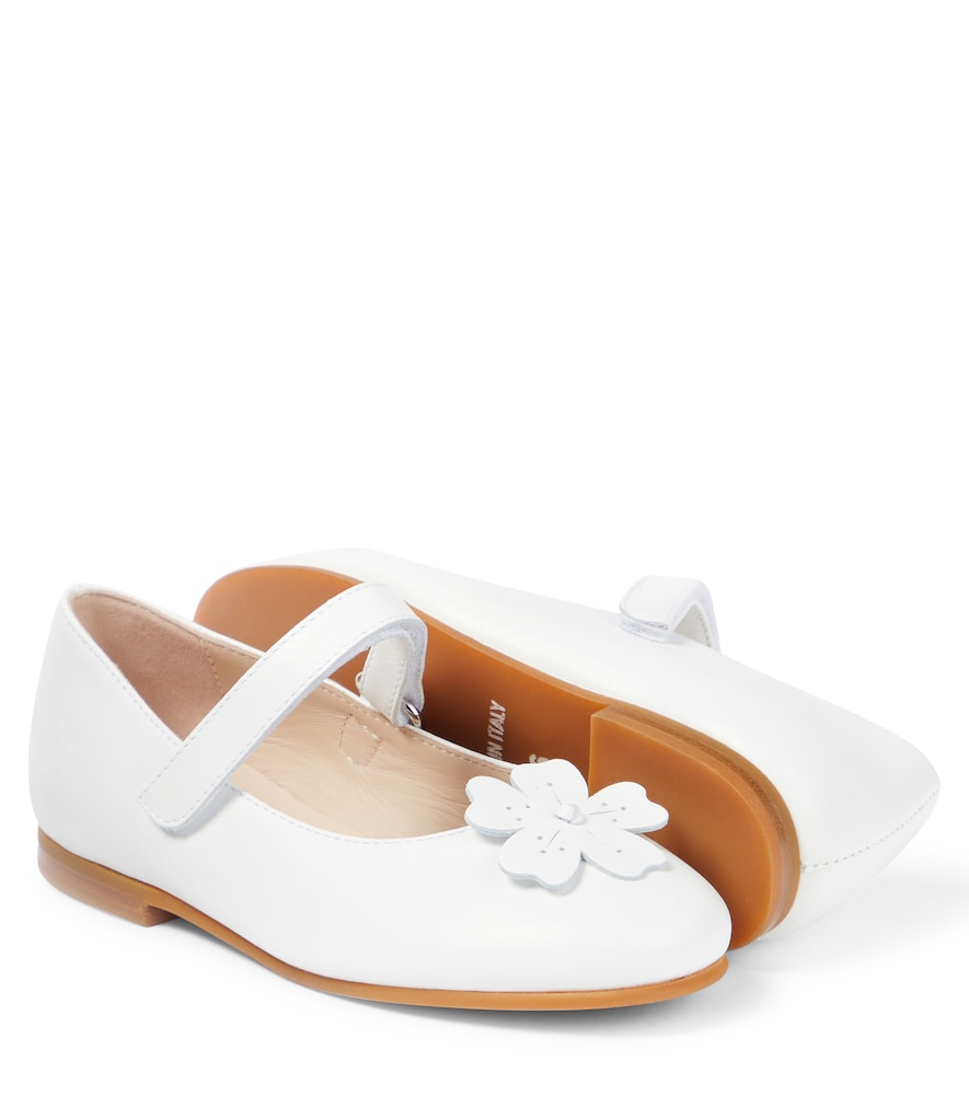 IL GUFO FLORAL-APPLIQUÉ LEATHER MARY JANE FLATS
