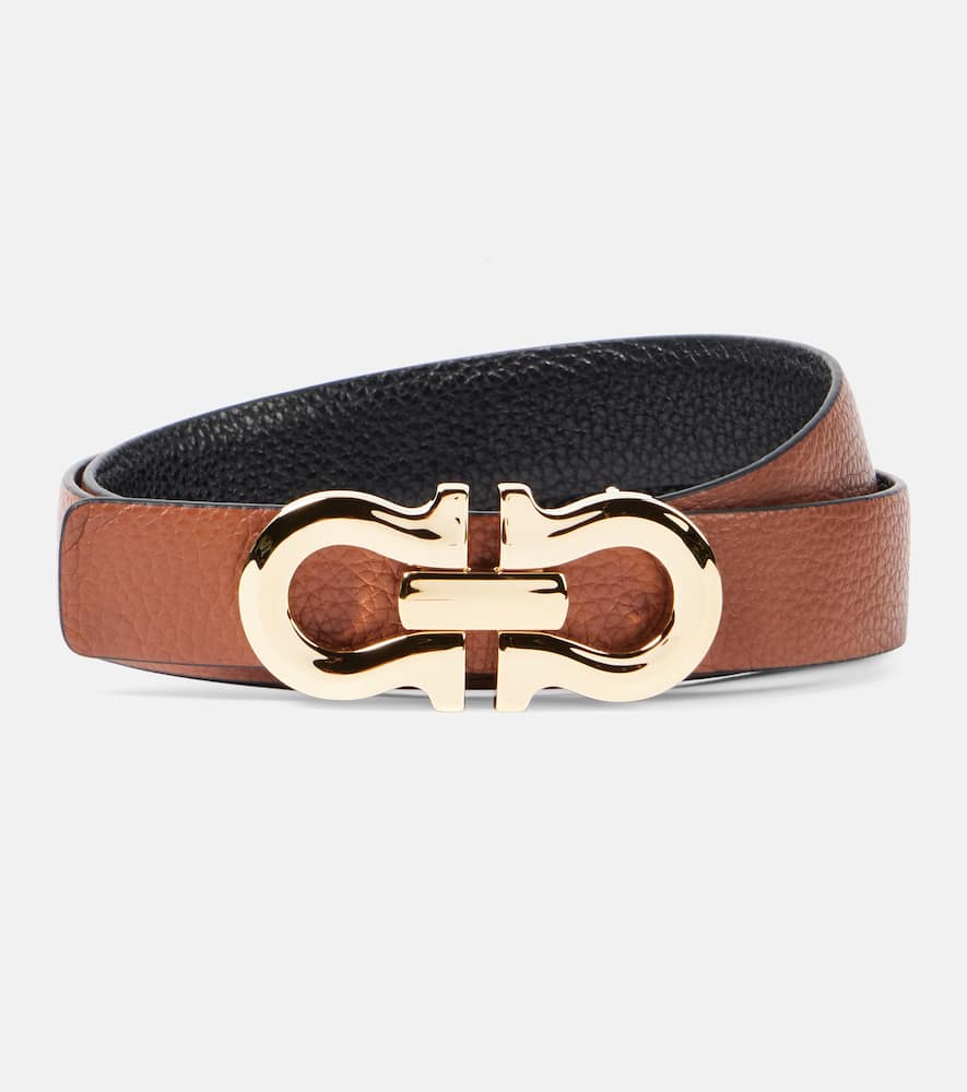 Ferragamo Gancio Contour Leather Belt In Brown