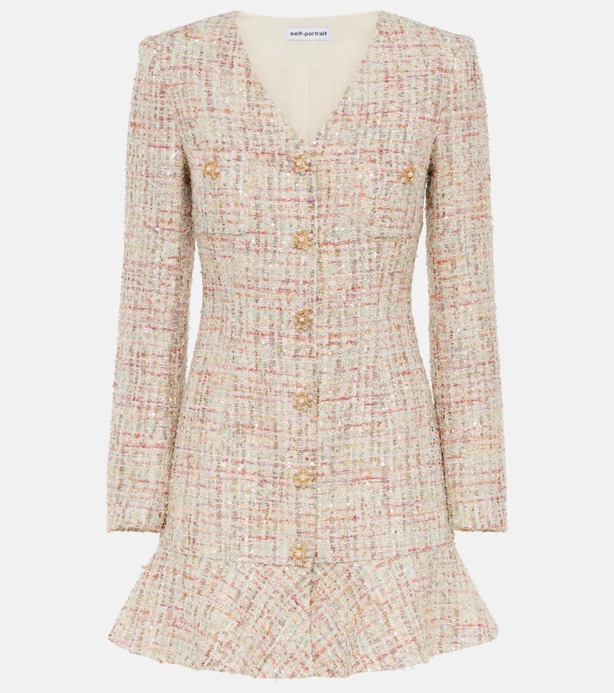 Self-Portrait Embellished bouclé minidress