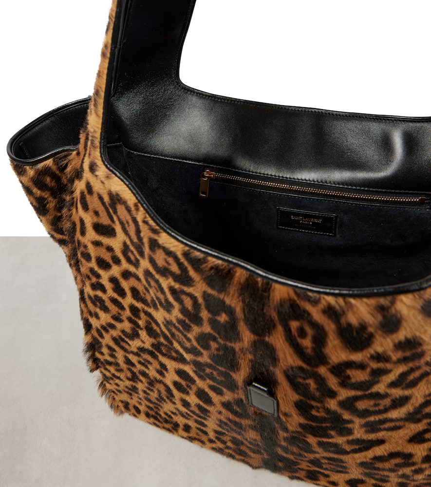 Saint Laurent Le 5 À 7 Bea Leopard-print Shoulder Bag In Brown