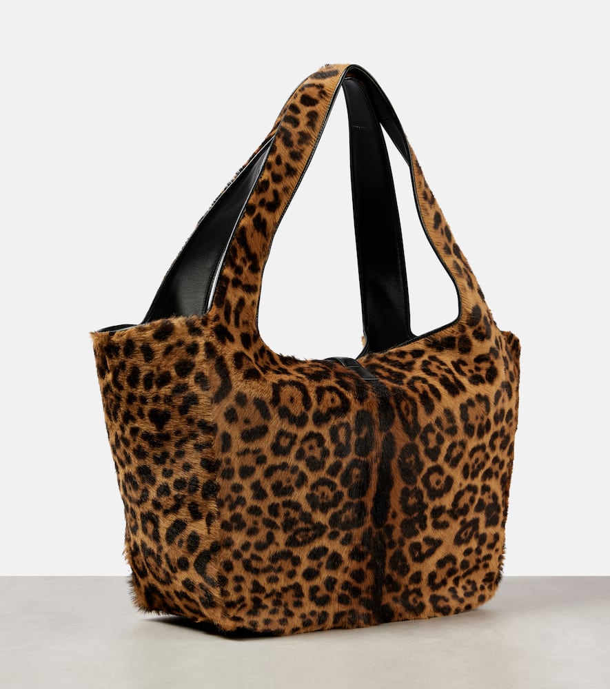 Saint Laurent Le 5 À 7 Bea Leopard-print Shoulder Bag In Brown