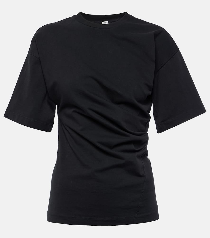 Totême Gathered Cotton Jersey T-shirt In Black