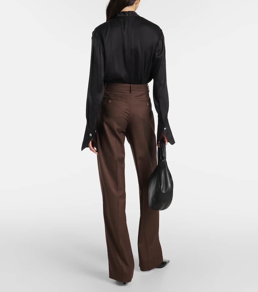 Magda Butrym Women's Wide Stretch Wool Trousers For Comfortable Fit In Brown