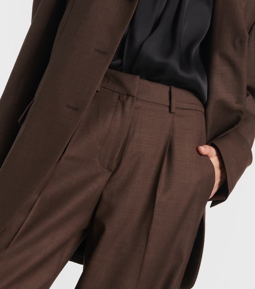 Magda Butrym Women's Wide Stretch Wool Trousers For Comfortable Fit In Brown