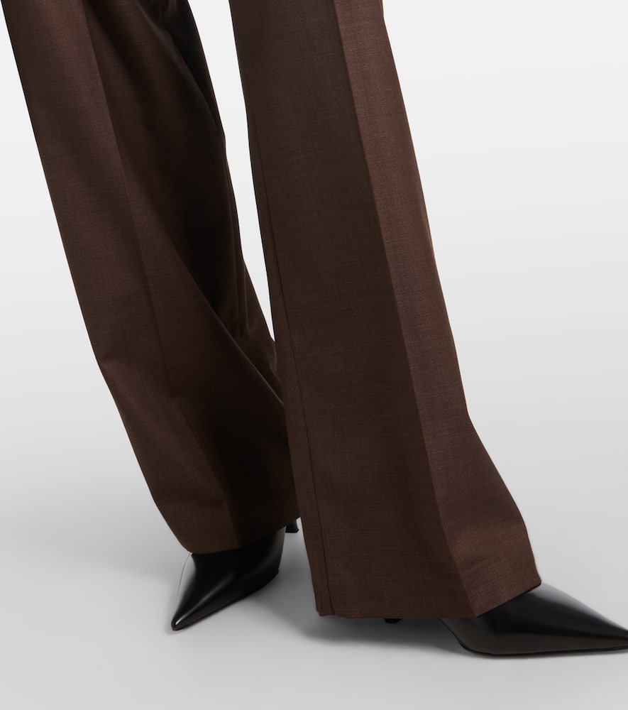 Magda Butrym Women's Wide Stretch Wool Trousers For Comfortable Fit In Brown
