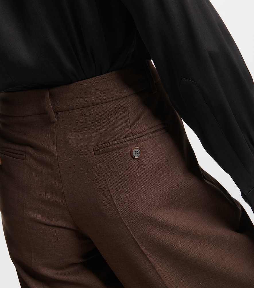 Magda Butrym Women's Wide Stretch Wool Trousers For Comfortable Fit In Brown