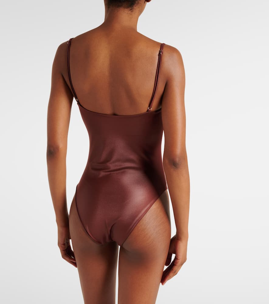 Magda Butrym Retro Bustier Swimsuit In Brown