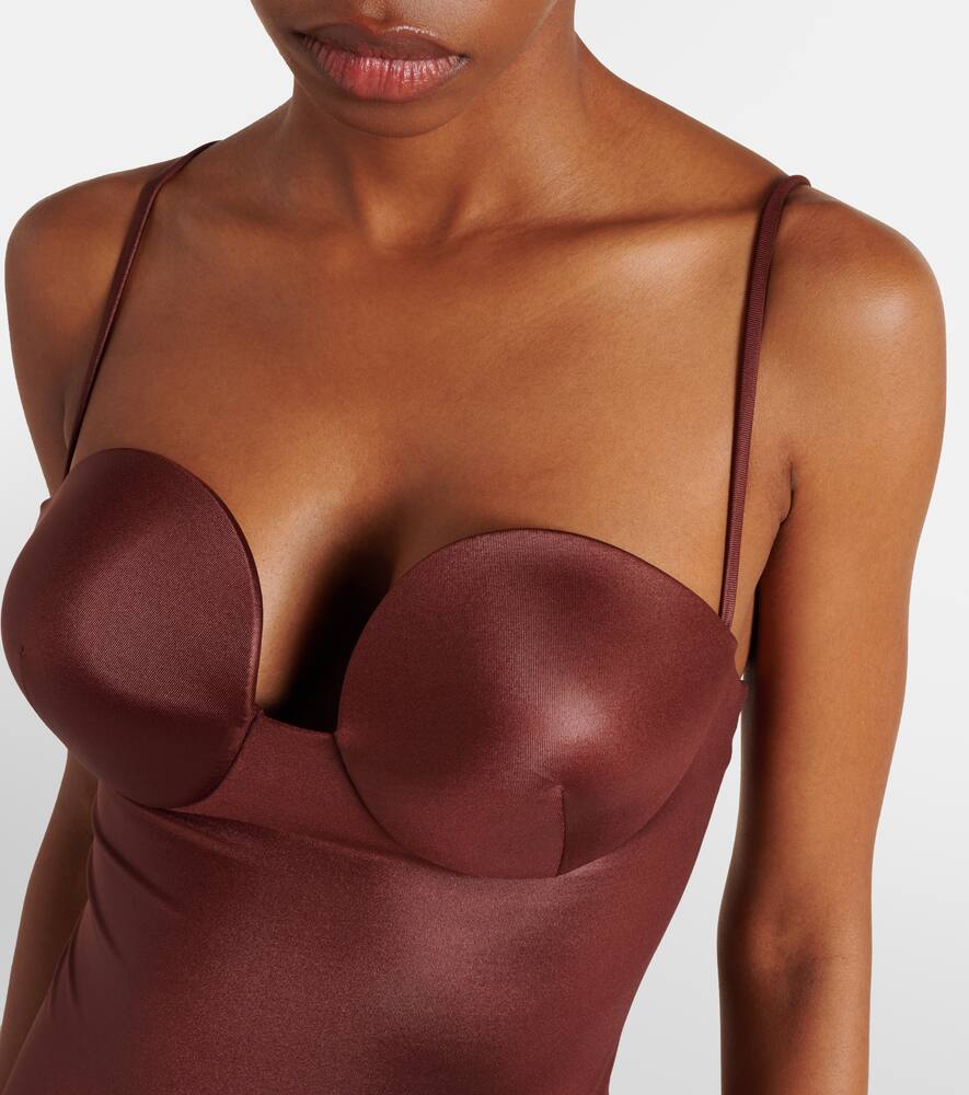 Magda Butrym Retro Bustier Swimsuit In Brown