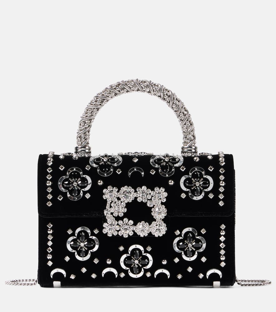 Jewel Efflorescence embellished velvet tote bag