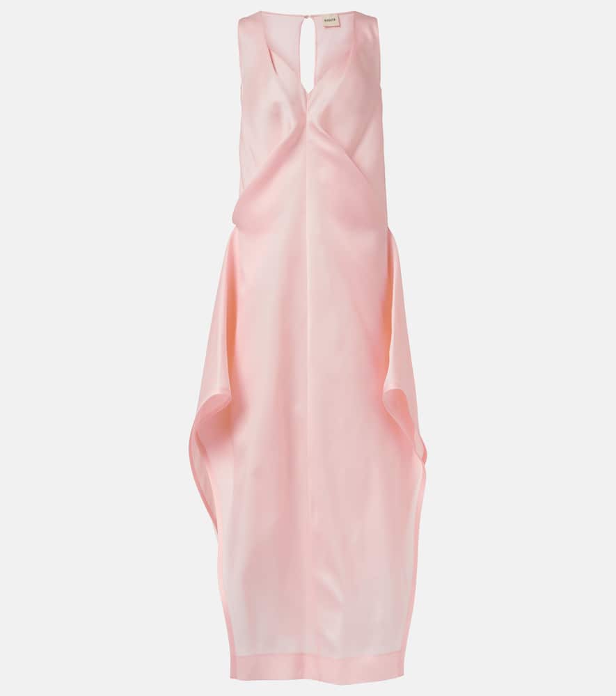 Khaite Kenith Flared Silk Organza Maxi Dress In Pink